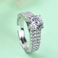 Clara Pure 925 Sterling Silver Solitaire Finger Ring with Adjustable Band