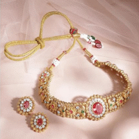 Rubans 24K Gold Plated Handcrafted Intricate Choker Necklace Jewellery Set