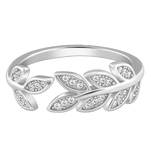 GIVA 925 Silver Anushka Sharma Zircon Leaf Ring, Adjustable