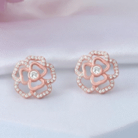 Zavya 925 Sterling Silver Floral Rose Gold Plated Earrings