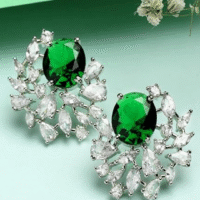 Karatcart Women Green American Diamond Stud Earrings