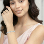 Peora Cubic Zirconia Studded Adjustable Leaf Design Bracelet Contemporary Jewellery